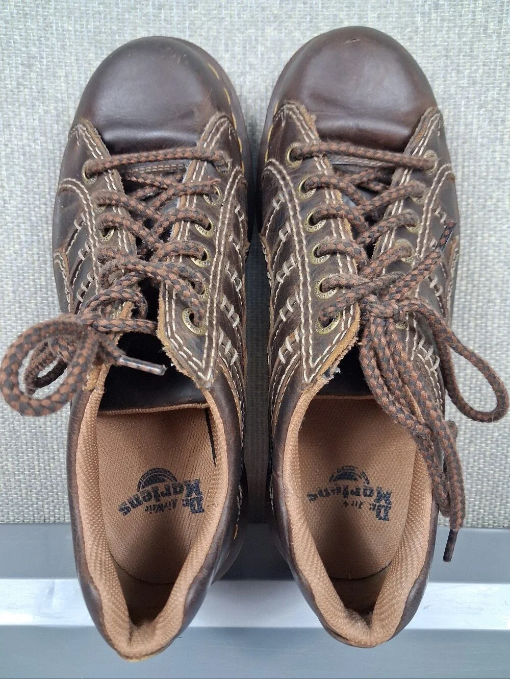 Dr. Martens Keith Shoes Size 9 Brown Vintage Chunky Leather 6-Eyelet Y2K Oxford